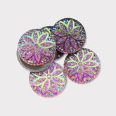 25mm Round Glitter Flower Resin Gem – Flat Back, Glue-On (Sold in Pairs)